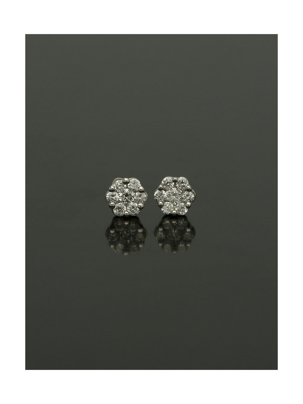 Diamond Round Brilliant 0.15ct Cluster Stud Earrings in 9ct White Gold