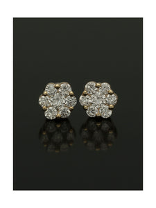 Diamond Round Brilliant 0.30ct Cluster Stud Earrings in 9ct Yellow Gold