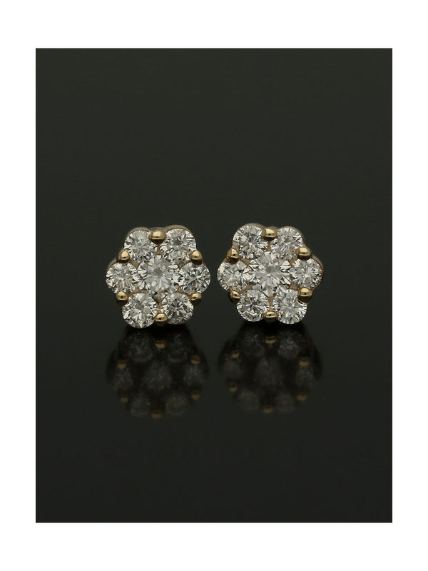 Diamond Round Brilliant 0.30ct Cluster Stud Earrings in 9ct Yellow Gold