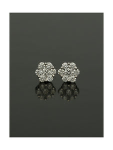 Diamond Round Brilliant 0.40ct Cluster Stud Earrings in 9ct White Gold