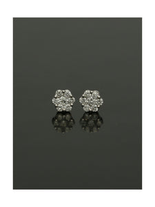 Diamond Round Brilliant 0.20ct Cluster Stud Earrings in 9ct White Gold