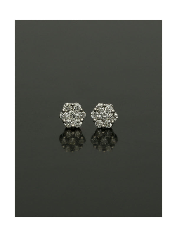 Diamond Round Brilliant 0.20ct Cluster Stud Earrings in 9ct White Gold