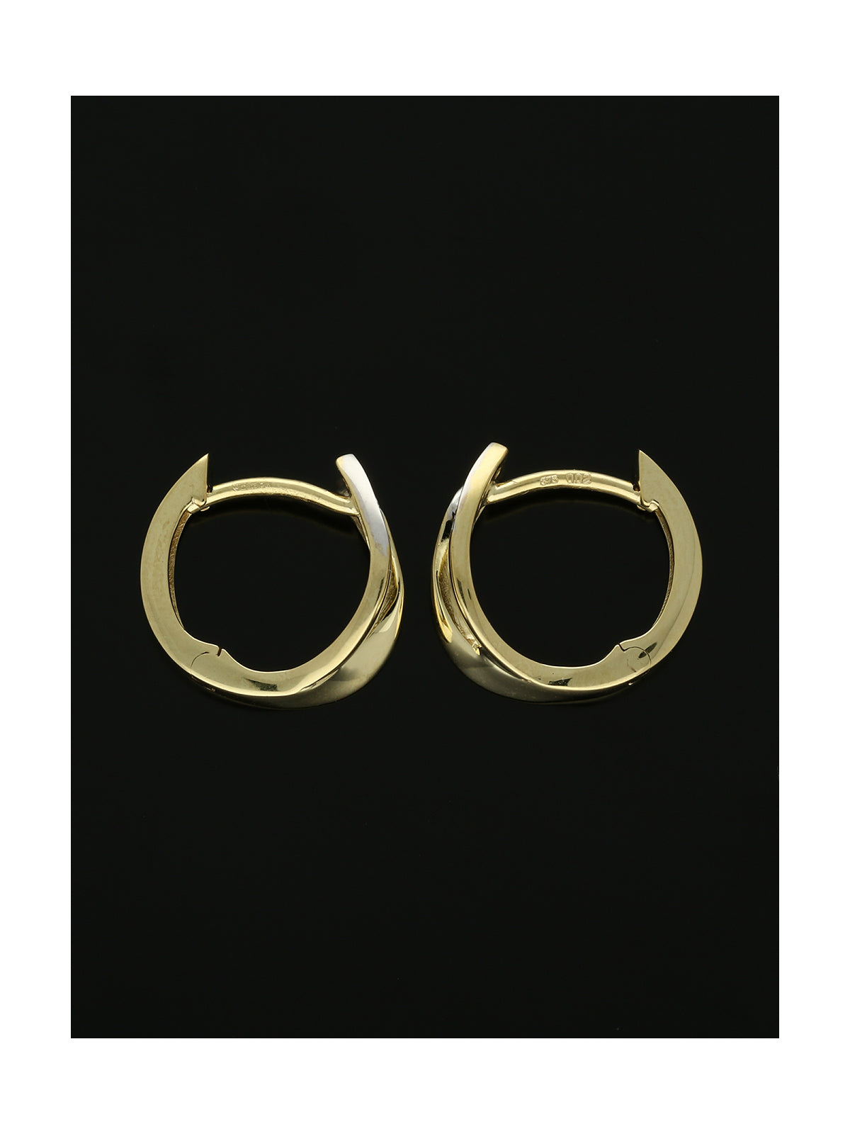 Wavy Diamond Huggie Hoop Earrings in 9ct Yellow Gold