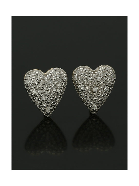 Diamond Heart Stud Earrings in 9ct Yellow Gold