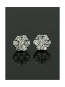 Diamond Cluster Stud Earrings "The Bella Collection" 0.30ct in 9ct White Gold