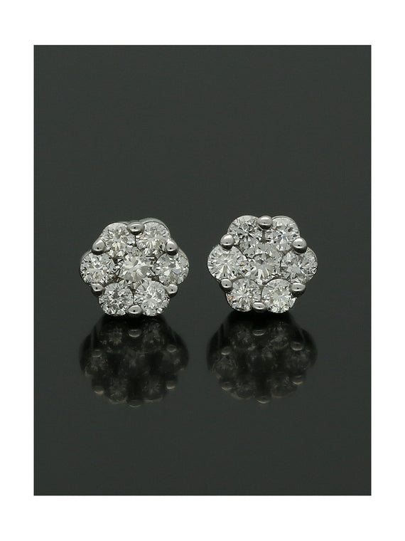 Diamond Cluster Stud Earrings 