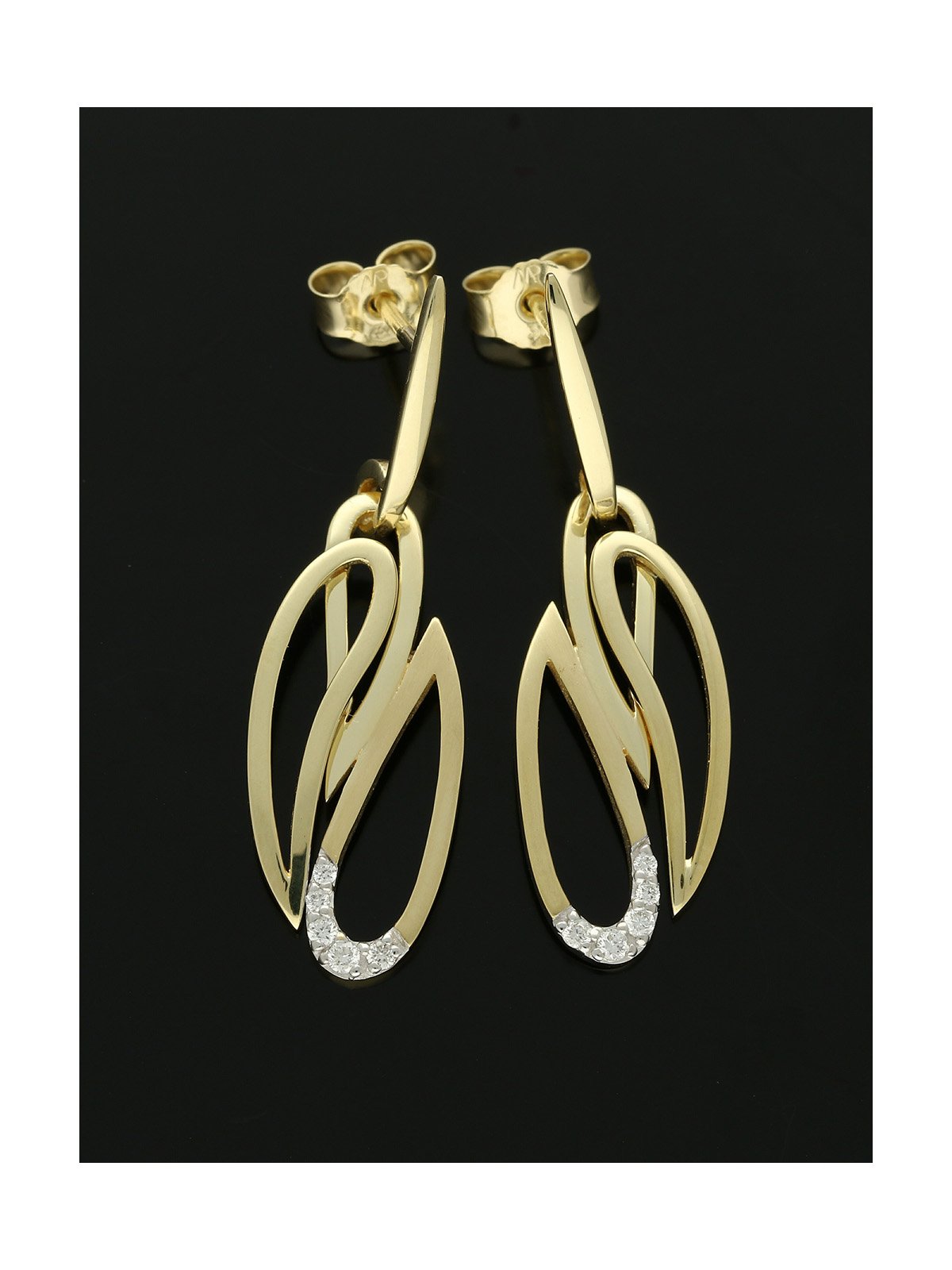 Fancy Pear Diamond Earrings 0.10ct in 9ct Yellow Gold
