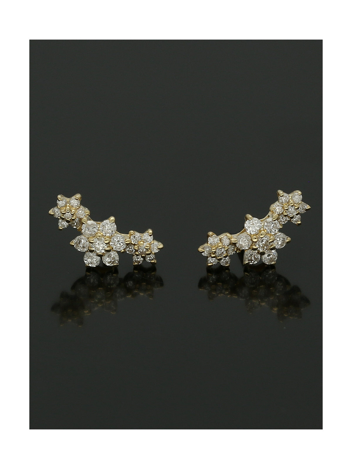 Diamond Flower Stud Earrings 0.16ct in 9ct Yellow Gold