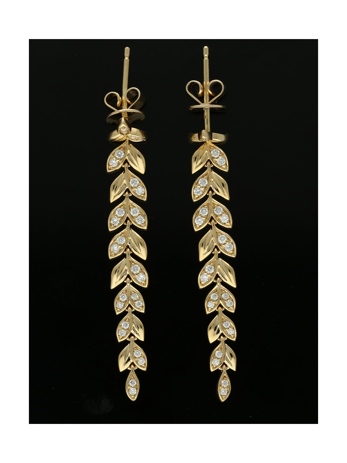 Diamond Vine Drop Earrings 0.25ct in 9ct Yellow Gold