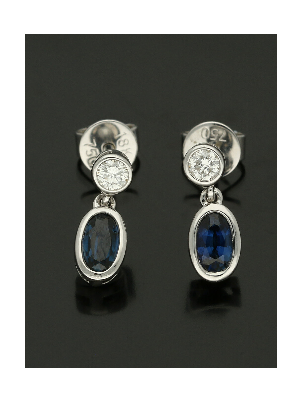 Sapphire & Diamond Drop Earrings in 18ct White Gold