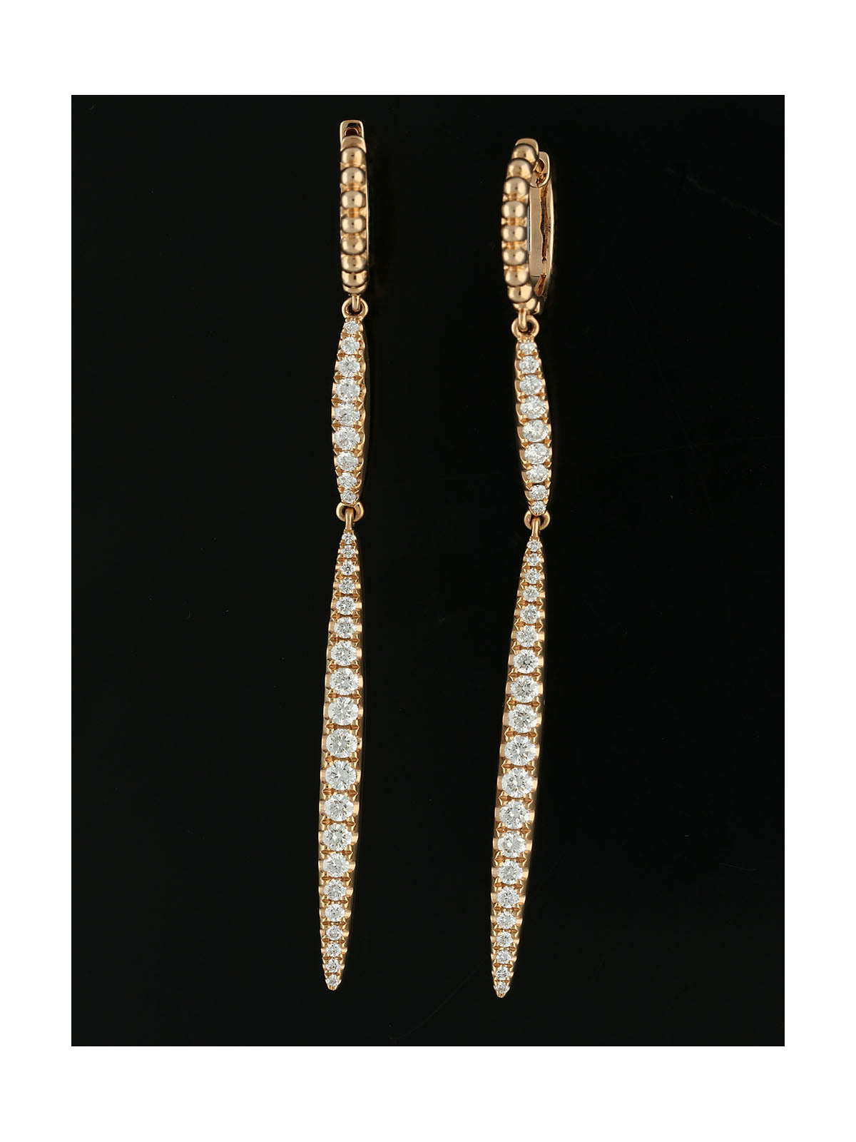Diamond Hoop & Bar Drop Earrings in 18ct Rose Gold