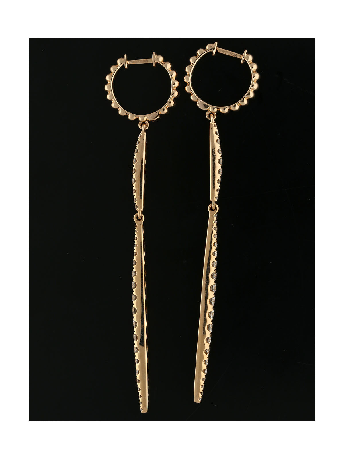 Diamond Hoop & Bar Drop Earrings in 18ct Rose Gold