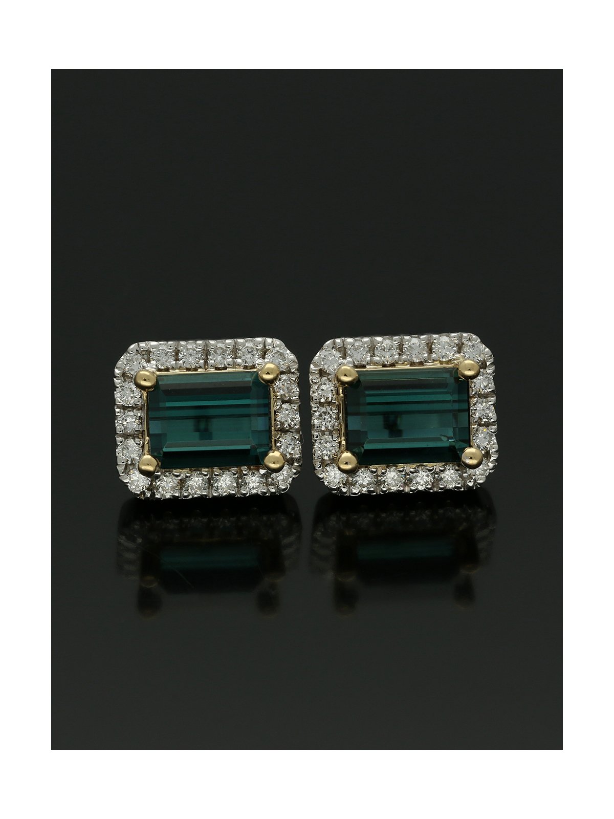 Tourmaline and Diamond Stud Earrings in 18ct Yellow and White Gold