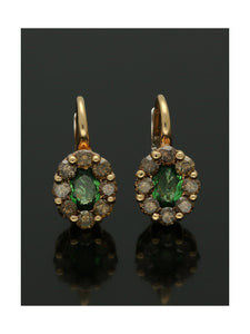 Tsavorite & Brown Diamond Cluster Earrings in 18ct Rose Gold