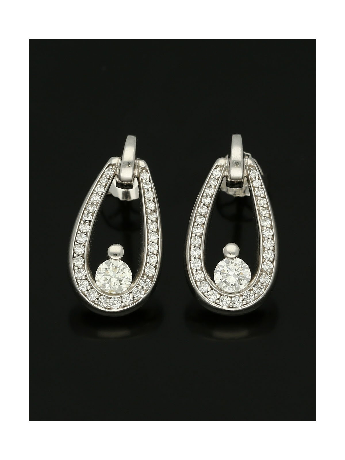 Diamond Teardrop Drop Earrings 0.74ct in 18ct White Gold 
