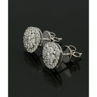 Diamond Set Cluster Stud Earrings in 18ct White Gold