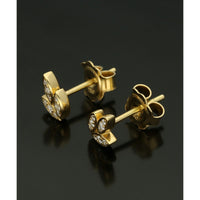 Diamond Set Barleycorn Stud Earring in 18ct Yellow Gold