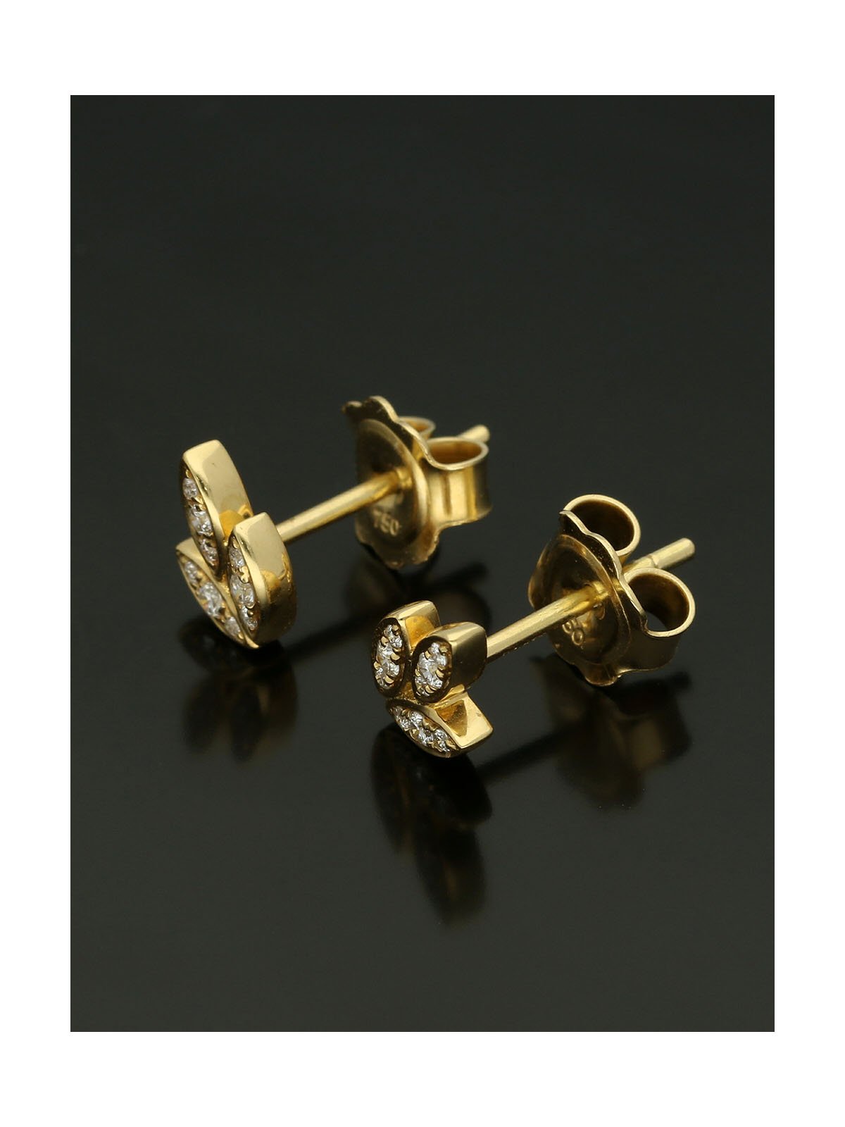 Diamond Set Barleycorn Stud Earring in 18ct Yellow Gold