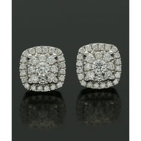Diamond Square Cluster Stud Earrings 0.65ct in 18ct White Gold