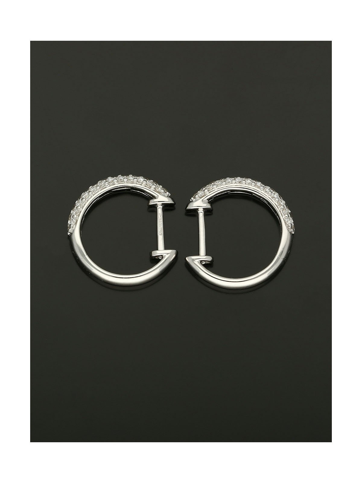 Diamond Pave Set Small Hoop Earrings in 18ct White Gold