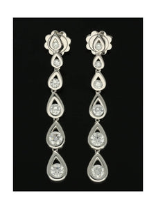 Diamond Drop Earrings 1.08ct Round Brilliant Cut in 18ct White Gold