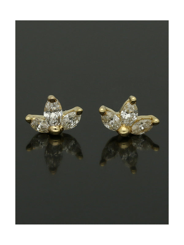 Diamond Flower Stud Earrings 0.22ct in 18ct Yellow Gold