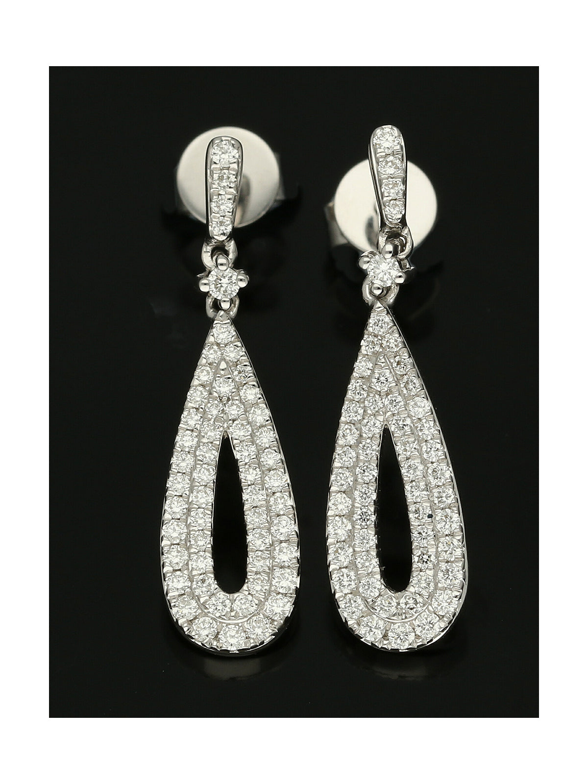Diamond Open Tear Drop Earrings 0.42ct in 18ct White Gold