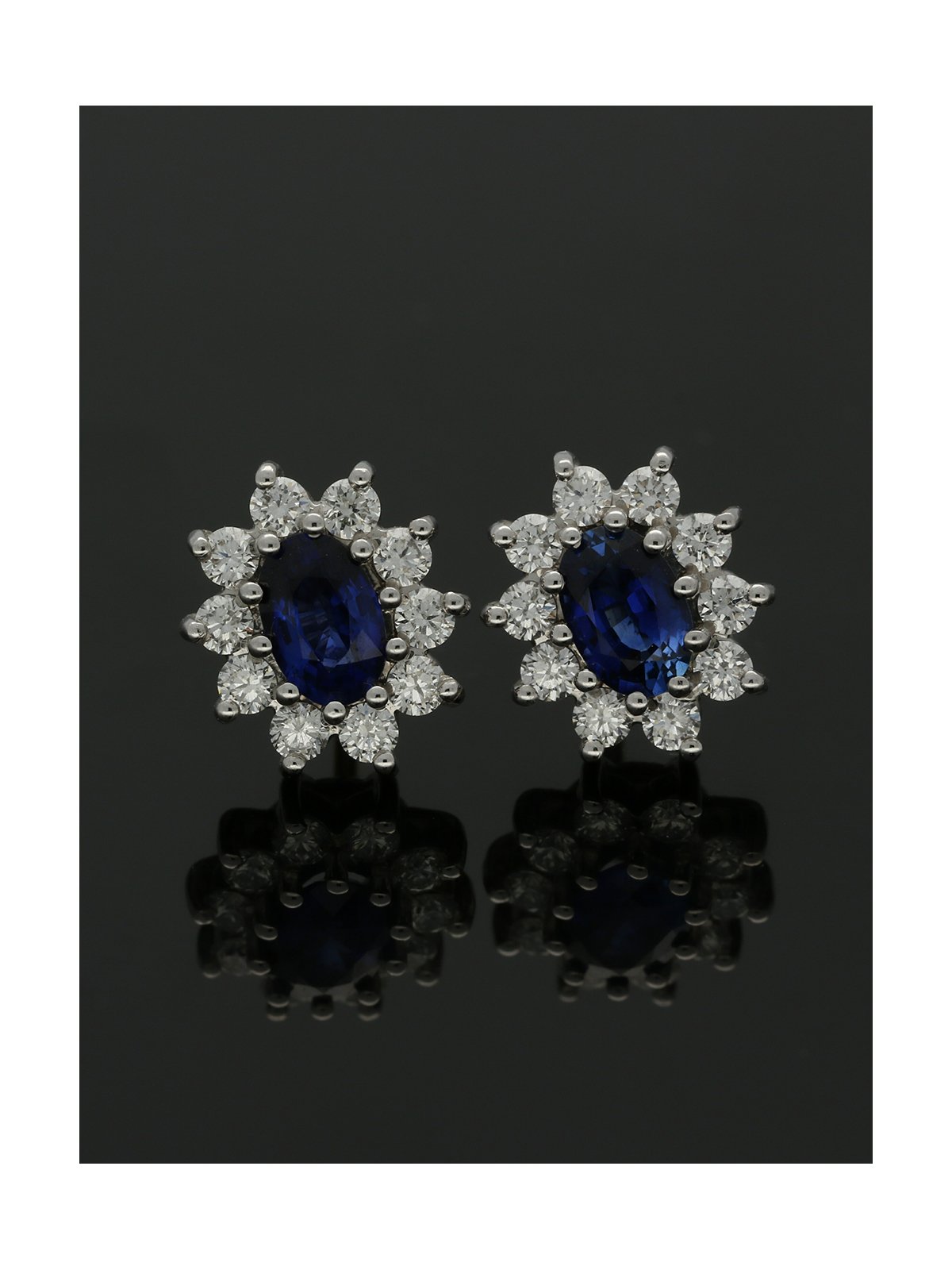 Sapphire & Diamond Cluster Stud Earrings in 18ct Yellow & White Gold