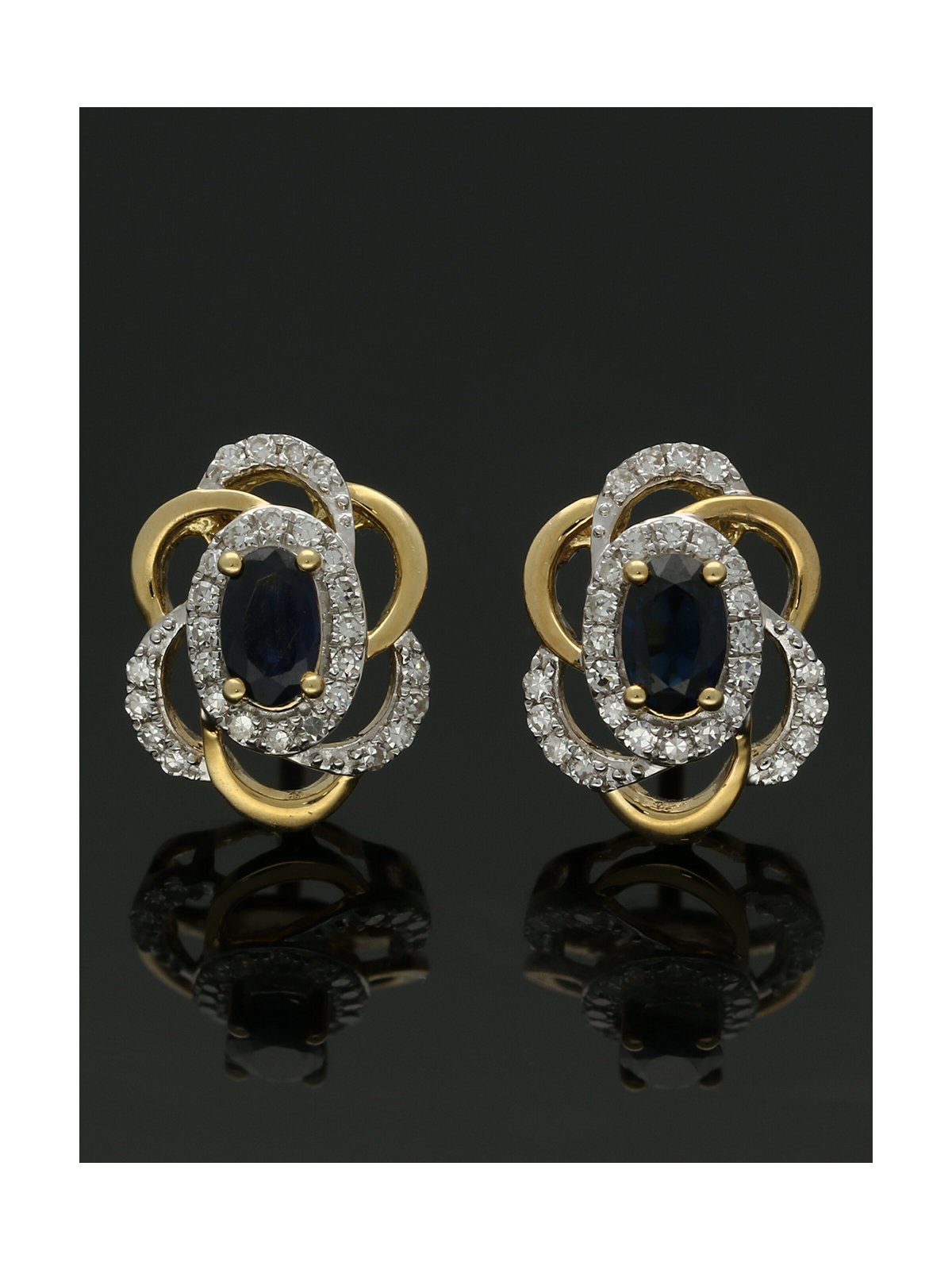 Sapphire & Diamond Stud Earrings in 18ct Yellow & White Gold