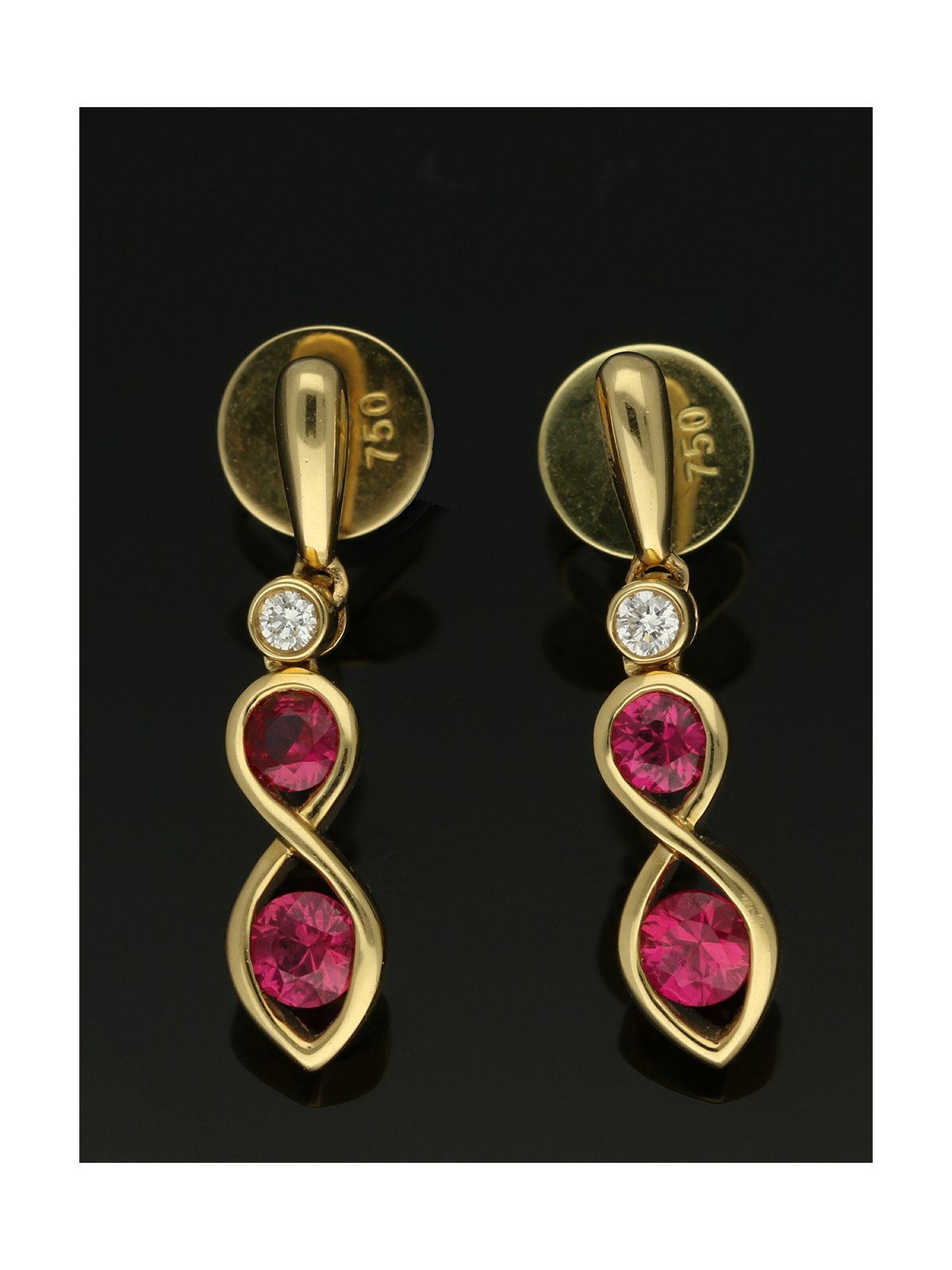 Ruby and Diamond Eternal Drop Earrings in 18ct Yellow Gold