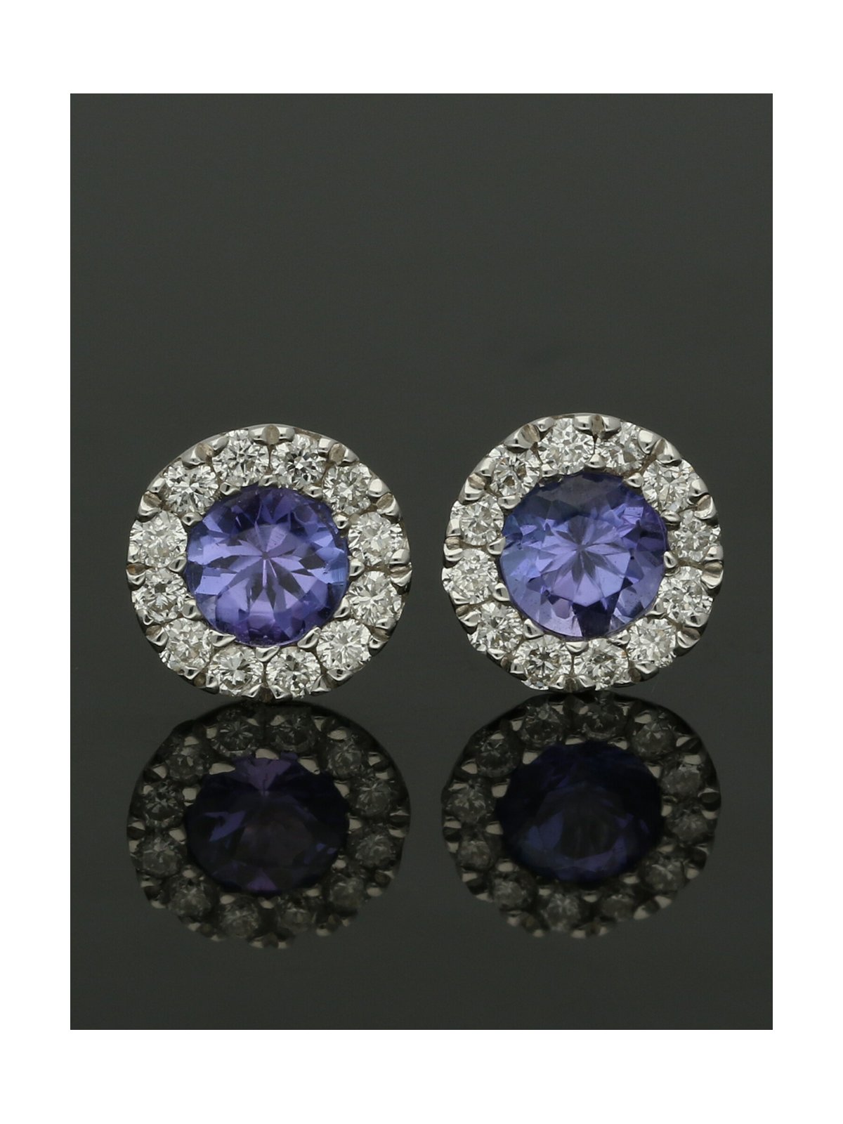 Tanzanite & Diamond Cluster Stud Earrings in 18ct White Gold