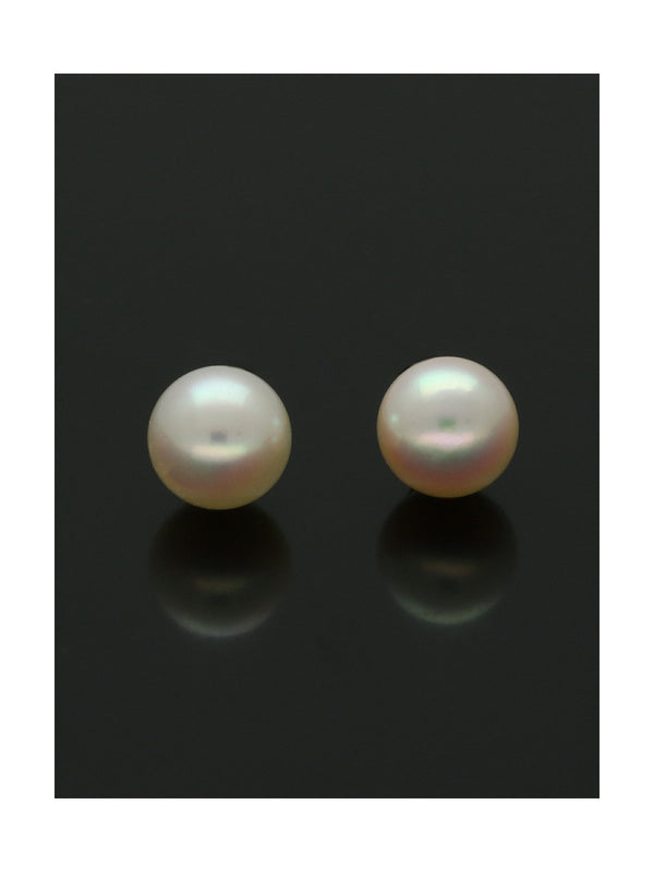 White Pearl Stud Earrings in 18ct Yellow Gold