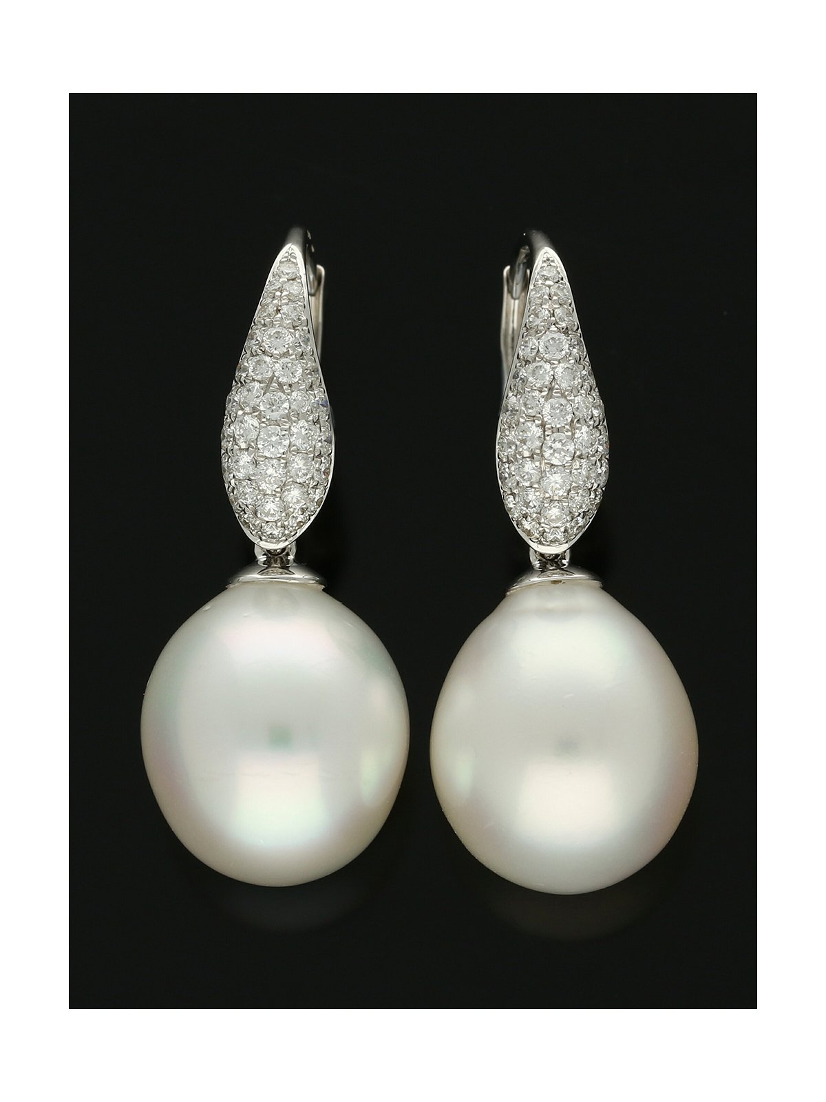 Pearl and Diamond Drop Earrings in 18ct White Gold