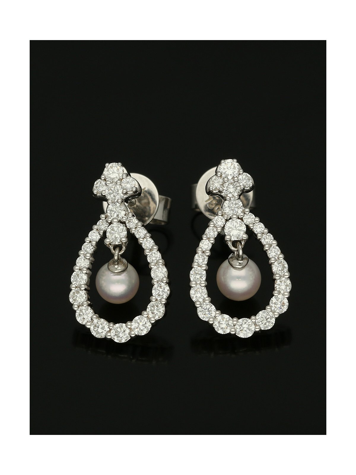 Akoya Pearl and Diamond Stud Earrings in 18ct White Gold