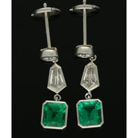 Emerald and Diamond Drop Earrings in Platinum