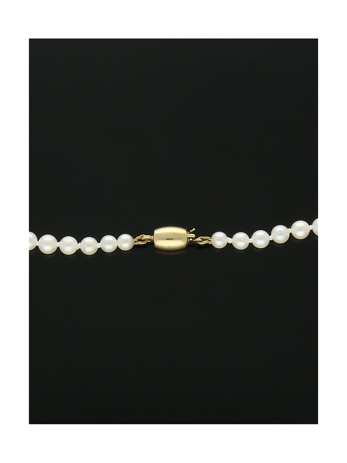 White Cultured Pearl Necklace with 9ct Yellow Gold Barrel Clasp