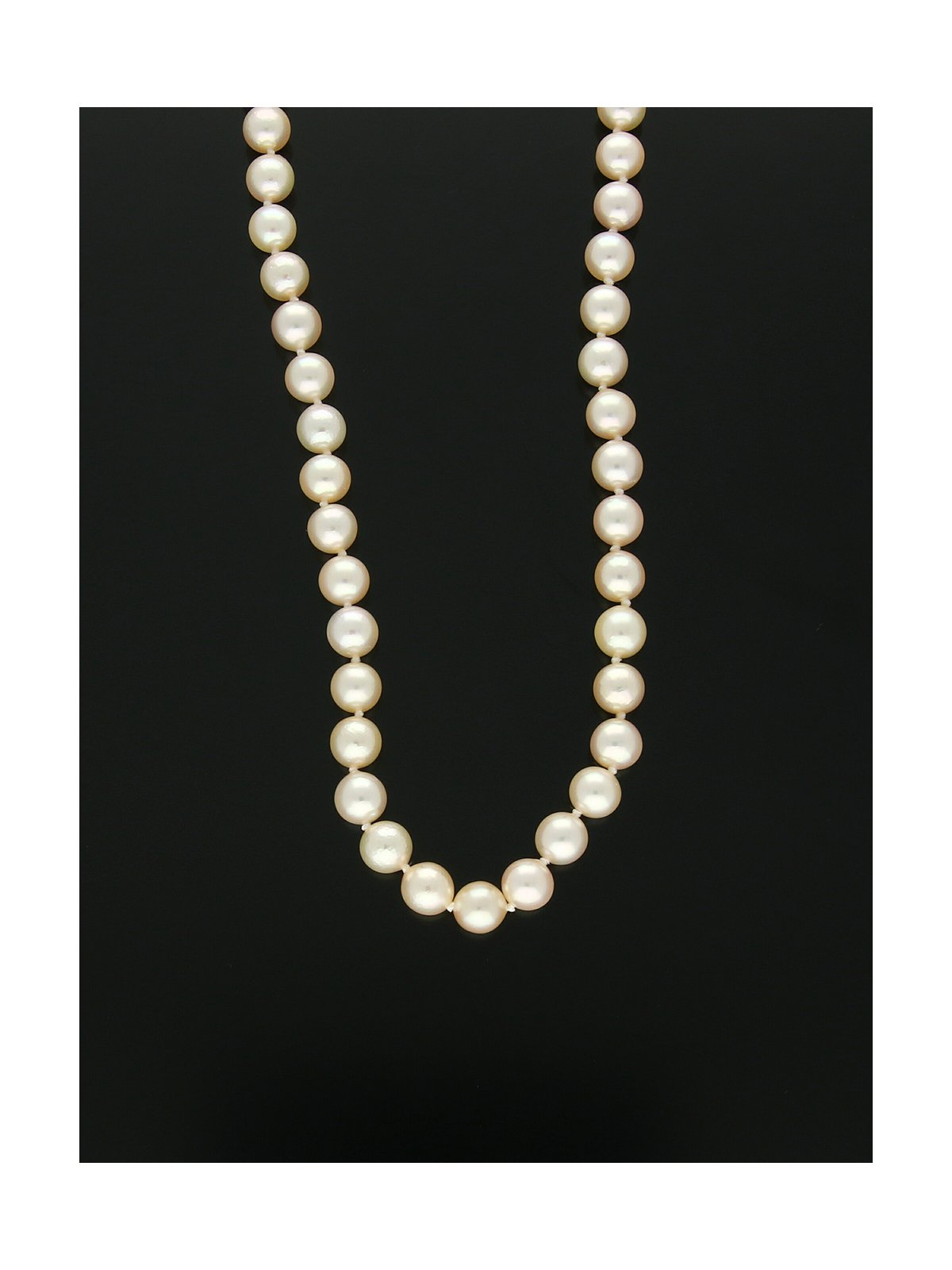 Single Row Cultured Pearl Necklace in 9ct Yellow Gold