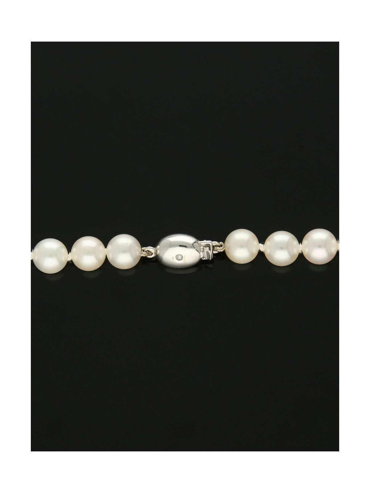 Single Row 7mm Cultured Pearls with 18ct White Gold Diamond Set Clasp