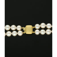 Double Row 8mm Cultured Pearl Necklace with 9ct Yellow Gold Clasp