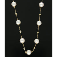 Pearl and Diamond 0.92ct Necklace in 18ct Yellow Gold