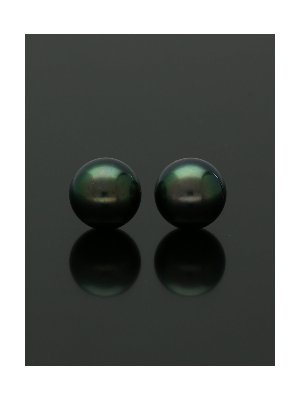 Black Cultured Pearl Stud Earrings 8.5mm in 9ct Yellow Gold