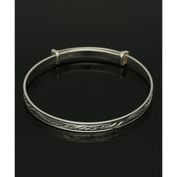 Maids Wave Engraved Bangle in Silver