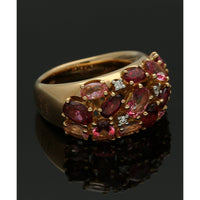 Pre Owned Pink Sapphire, Tourmaline & Diamond Ring in 18ct Rose Gold