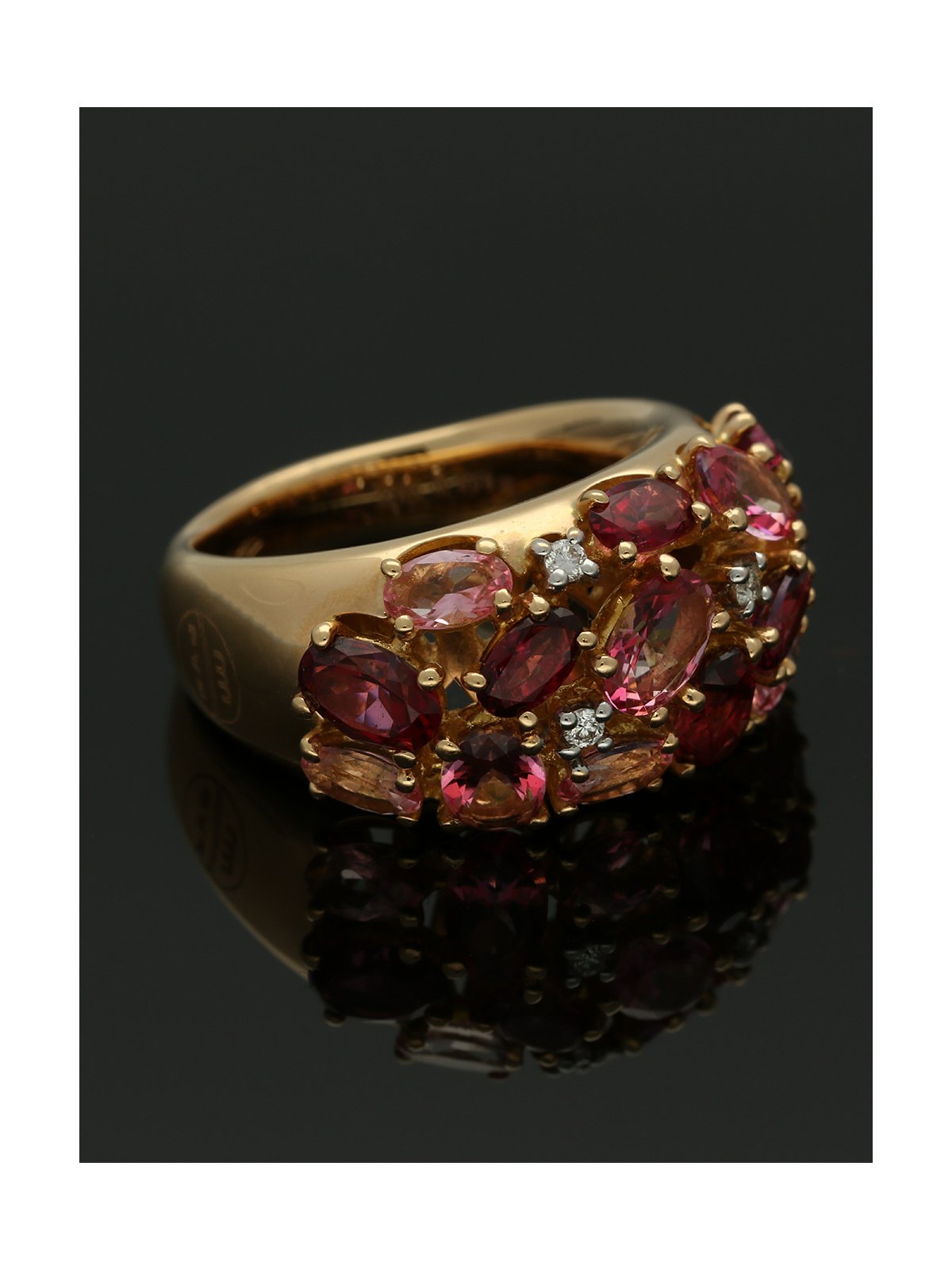 Pre Owned Pink Sapphire, Tourmaline & Diamond Ring in 18ct Rose Gold