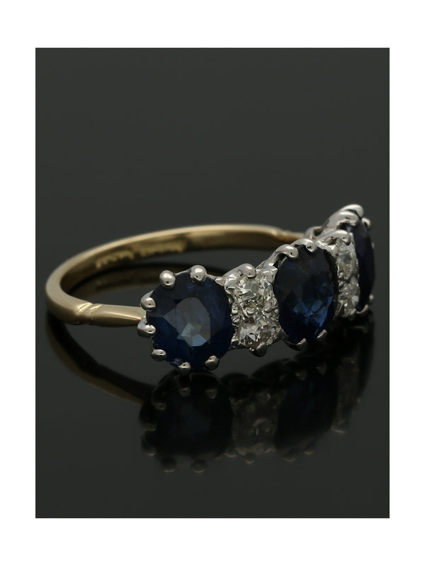 Pre Owned Sapphire & Diamond Dress Ring in 18ct Yellow Gold & Platinum