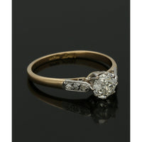 Pre Owned Diamond Solitaire Ring in Yellow & White Gold