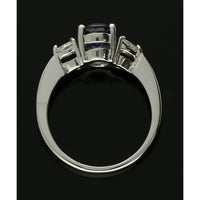 Pre Owned Sapphire & Diamond Three Stone Ring in 18ct White Gold