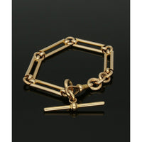 Pre Owned Open Bar Bracelet with T-Bar in 15ct Yellow Gold