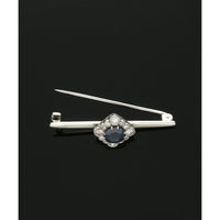 Pre Owned Sapphire and Diamond Cluster Brooch