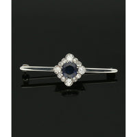 Pre Owned Sapphire and Diamond Cluster Brooch